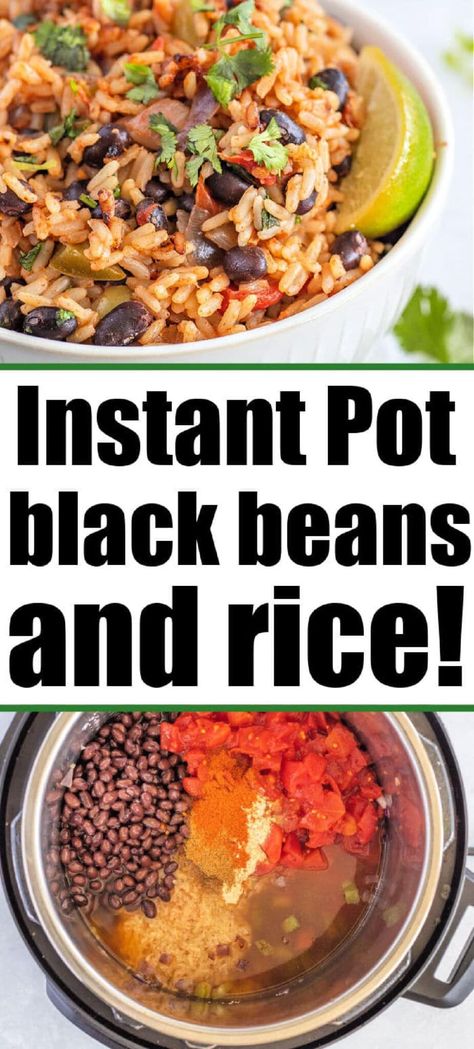 Instant Pot black beans and rice no soak is a healthy side dish or vegetarian one pot meal. Make it mild or spicy to serve with enchiladas. Instant Pot Dip, Foodi Ninja Recipes, Southern Pinto Beans, Vegetarian One Pot Meals, Vegetarian One Pot, Recipes With Beans, Instant Pot Black Beans, Bacon Beans, Instant Pot Veggies