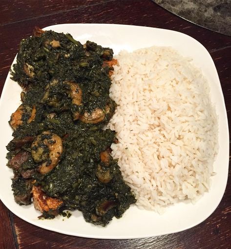 Fannie’s West African Cuisine - Liberian Potato Greens and Rice Liberian Potato Greens, Liberian Fried Spinach, Potato Leaves Recipes, Liberian Food Recipes, Liberian Recipes, African Rice, African Stew, Food References, Kitchen Activities