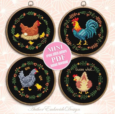 Funny Chicken Cross Stitch Pattern PDF Download Set of 4 Small Hen Cross Stitch Chart, Simple Chicken Pattern Digital PDF, Rooster K34 - Etsy Ukraine Hen Cross Stitch Pattern, Chicken Cross Stitch, Chicken Pattern, Nature Cross Stitch, Chicken Humor, Mini Cross Stitch, Hen, Modern Cross Stitch, Cross Stitch Chart