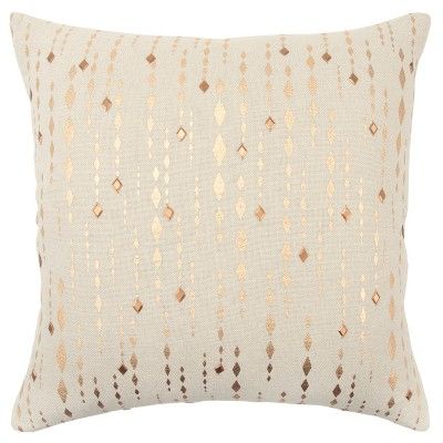 Stripe Diamond Oversize Square Throw Pillow - Rizzy Home : Target Gold Throw Pillows, Stripe Throw Pillow, Striped Throw, Gold Pillows, Pillow Styling, Cotton Throw, Decorative Throw Pillow Covers, Stripe Pillow, Metallic Foil