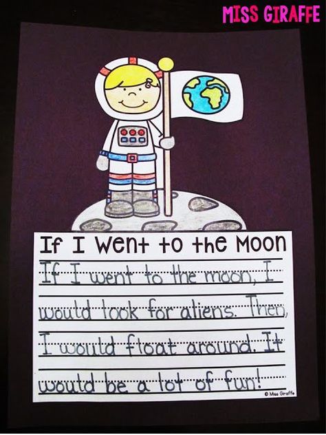 Creative writing about space perfect for your space unit - kids get to have fun imagining with the fun writing prompt If I Went to the Moon! Perfect for first grade or kindergarten space units! Moon Lessons First Grade, Space Activities 1st Grade, Space 1st Grade, Space First Grade, Space Theme For Kindergarten, First Grade Space Activities, Space Unit First Grade, Space Unit Kindergarten, Space Writing Activities