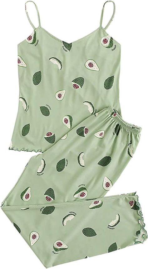 Two Piece Pajama Set, Green Avocado, Pajama Fashion, Cute Pjs, Pajama Outfits, Cute Pajama Sets, Cute Sleepwear, Cute Pajamas, Pajama Set Women