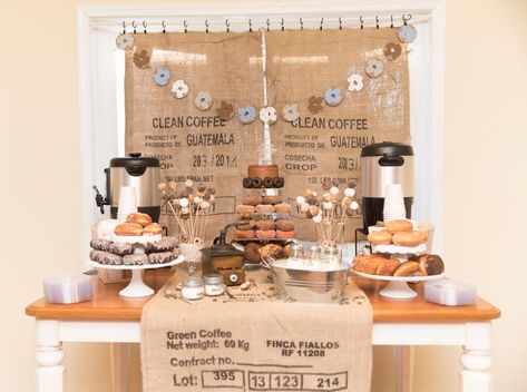 Coffee Themed Party, Starbucks Birthday Party, Coffee Baby Shower, Coffee Bridal Shower, Starbucks Birthday, Diy Donuts, Donut Bar, Coffee Party, 30th Birthday Party