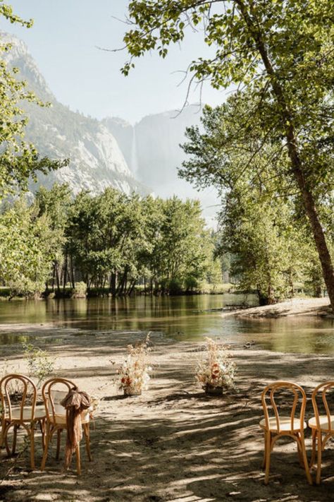 National Park Wedding in Yosemite | Ceremony decorations | Destination Wedding Planner. Ready to tie the knot in a breathtaking location filled with love? Plan the ultimate micro wedding adventure in Yosemite National Park! See elegant woodsy wedding, yosemite wedding ceremony, national park wedding table numbers and yosemite wedding attire. Book us to plan your unforgettable destination wedding at emberandstoneevents.com. Tenaya Lodge Wedding, Yosemite Chapel Wedding, Mammoth Lakes Wedding, Riverside Wedding Ceremony, Wedding National Park, Yosemite National Park Wedding, The Wedding Tree Wyoming, National Park Weddings, Natural Park Wedding