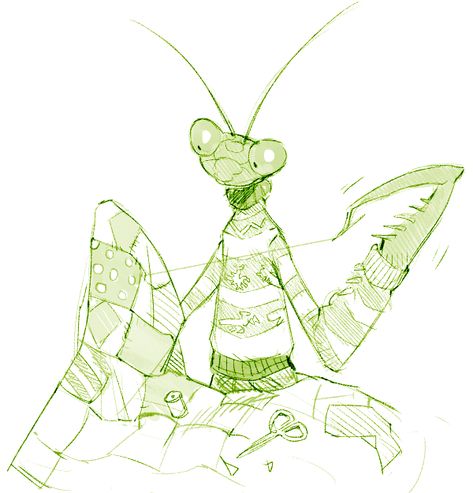 baruyon Bug Art, Animal Character, Praying Mantis, Arte Inspo, Bugs And Insects, Character Designs, Winter Clothes, Funky Art, Design Reference