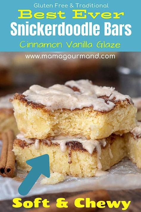 Snickerdoodle Bars 9x13, Mamagourmand Recipes, Glaze Frosting, Easy Snickerdoodle Recipe, Easy Snickerdoodles, Snickerdoodle Blondies, Snickerdoodle Cake, Snickerdoodles Recipe, Snickerdoodle Bars