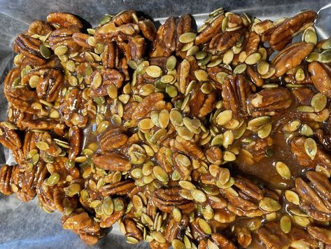 Praline Pecans & Pepitas Praline Pecans, Candy Bar Cookies, Whipped Ricotta, Dessert Bar Recipe, Pecan Pralines, Candy Cookies, Toasted Pecans, Pure Maple Syrup, Christmas Cookie