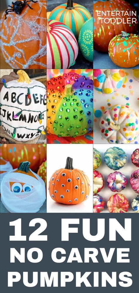 Try these fun no carve pumpkin decorating ideas this Halloween. #EntertainYourToddler #learningthroughplay #pumpkindecorating #kidscrafts #kidsactivities #fallactivities #fall #nocarvepumpkindecorating #sensoryfun #preschool Pumpkin Decorating Ideas For Classroom, Pumpkin Decorating For Kindergarten, Decorating Mini Pumpkins Preschool, Non Messy Pumpkin Decorating, Pumpkin Decorating Classroom, Class Pumpkin Ideas, Pumpkin Decorating Ideas For Preschoolers, Pre K Pumpkin Decorating Ideas, Pumpkin Decorating For Preschoolers