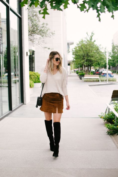 Suede Mini Skirt Outfit, Suede Skirt Outfit Fall, Outfit Fall 2023, Suede Skirt Outfit, Skirt Outfit Fall, Mini Skirt Outfit, Buy Boots, Nordstrom Sale, Miniskirt Outfits