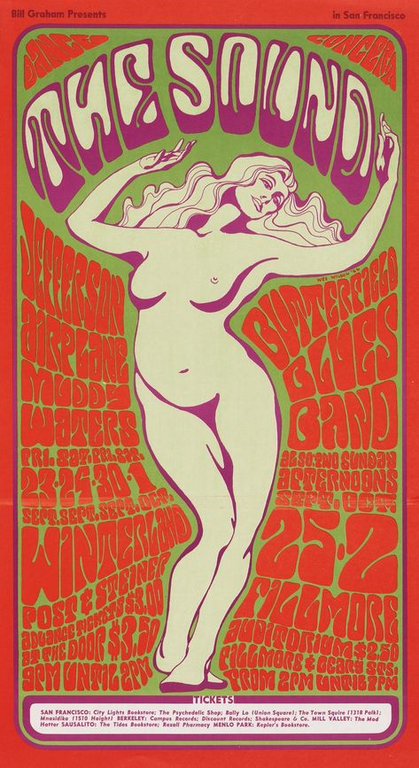 The Sound Poster (1966) - Wes Wilson : Wes Wilson : Free Download, Borrow, and Streaming : Internet Archive Wes Wilson, Fillmore East, Poster Rock, Bill Graham, 70s Art, Vintage Concert Posters, Jefferson Airplane, Rock Posters, Concert Poster