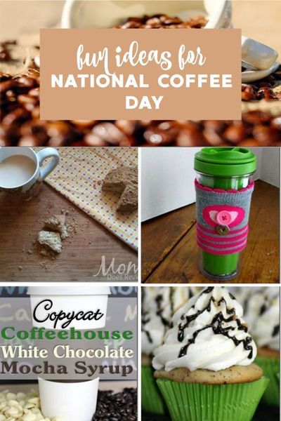 Fun ideas in celebration of National Coffee Day - includes easy to make coffee sleeve (made from a sock!) and Dalgona coffee ice cream. National Coffee Day Ideas, Coffee Day Ideas, White Chocolate Mocha Syrup, Happy National Coffee Day, National Coffee Day, White Chocolate Mocha, Coffee Day, Coffee Ice, Make Coffee