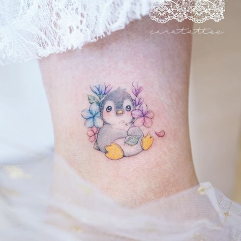 🐧Penguin *Designed and inked by cara* Celtic Tattoo Symbols, Little Prince Tattoo, Pocket Watch Tattoos, Penguin Tattoo, Baby Tattoo, Cute Simple Tattoos, Mouse Tattoos, Light Tattoo, Hip Tattoos Women