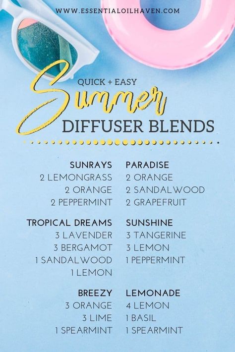 Diffusing essential oils is a core part of using aromatherapy at home especially for summer. It is one of the easiest and safest ways to introduce essential oils around your family and house. Get some summer diffuser blends going to pull in the feeling of the sunny season! #summer #essentialoils #diffuserblends Summer Diffuser Blends, Summer Essential Oils, Essential Oil Combinations, Doterra Essential Oils Recipes, Essential Oil Diffuser Blends Recipes, Magia Das Ervas, Young Living Essential Oils Recipes, Essential Oil Diffuser Recipes, Oil Diffuser Recipes