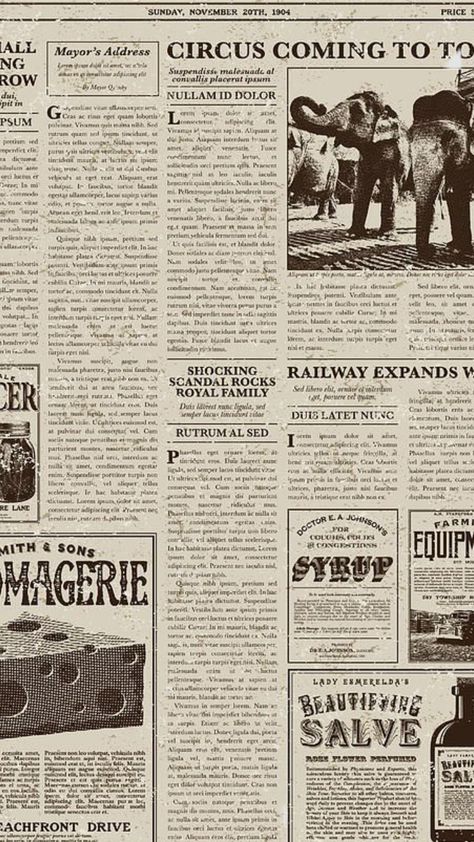 Decorative Typeface, Newspaper Fashion, Newspaper Design, Daily Newspaper, Vintage Victorian, Victorian Style, Victorian Fashion, Design Template, Newspaper