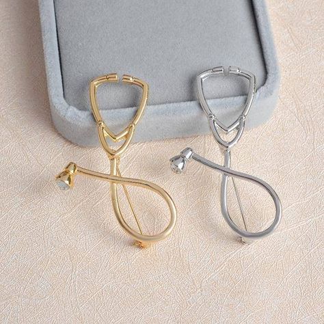 Doctor Jewelry, Doctor Party, Medical Stethoscope, Nurse Stethoscope, Medical Jewelry, Pretty Jewelry Necklaces, Enamel Lapel Pin, Brooch Jewelry, Silver Crystal