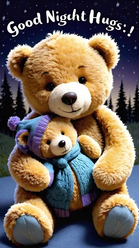 Goodnight Pictures, Good Night Teddy Bear, Good Night Hug, Teddy Bear Quotes, Goodnight Quotes Inspirational, Good Night I Love You, 1 Mai, Good Night Love Messages, Happy New Year Gif