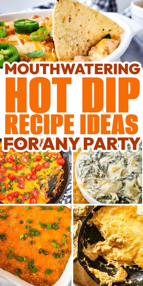 These 20+ irresistible hot dip recipes are cheesy, creamy, spicy, and savory—perfect for any occasion! These crowd-pleasing dips will have your guests coming back for more, whether it's a party, game day, or a cozy night in. Hot Dips For Parties Appetizers, Warm Dip Recipes, Chip Dips For Parties, Homemade Dips For Chips, dips and appetizers for parties easy Chip Dips For Parties, Dip Ideas For Party Snacks, Hot Dips For Parties, Dip Ideas For Party, Homemade Dips For Chips, Hot Dips For Parties Appetizers, Dips And Appetizers For Parties, Homemade Chip Dip, Hot Dip Recipes