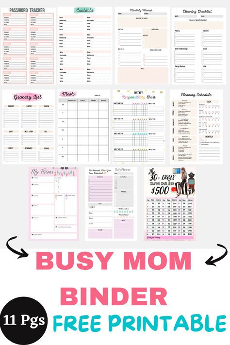 mom free printable, free meal plan, free chore chart, free password tracker Mom Printables Free, Planner For Moms, Busy Mom Planner Free Printable, Mom Planner Printables Free, Mommy Planner, Kids Responsibility Chart, Best Planners For Moms, Planner Cleaning, Mom Printable