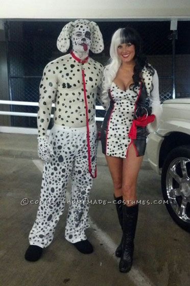 10 Best Sexy Costumes for Couples Dalmation Costume, Cruella Deville Costume, Cruella Costume, Dalmatian Costume, Halloween Makeup Diy, Cruella Deville, Cute Couple Halloween Costumes, Last Minute Costumes, Scary Halloween Costumes