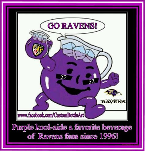 Go Ravens Baltimore Ravens Crafts, Go Ravens, Nfl Schedule, Raven Artwork, Kool Aid Man, Baltimore Ravens Football, Purple Pride, Ray Lewis, Ravens Fan