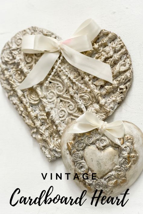 Valentine Crafts For Adults Diy, Vintage Valentine Crafts, Heart Diy, Shabby Chic Crafts, Diy Valentines Crafts, Heart Crafts, Handmade Valentine, Personalized Valentines, Cardboard Crafts