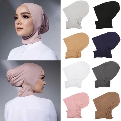 2.26C$ 40% OFF|Muslim Inner Cap Hijab For Women Solid Underscarf Hijab Undercap Scarf Turban Hat Islamic Muslim Hijabs Ready To Wear Headcover - Women's Hijabs - AliExpress Types Of Hijab, Hijab Undercap, Inner Hijab, Hijab Cap, Scarf Turban, Turban Hijab, Ladies Head Scarf, Hijab Designs, Hijab Caps