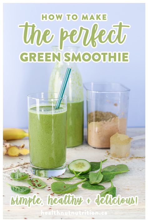 The perfect green smoothie to help you feel balanced, energized and fuelled for the day! Loaded with greens, veggies, fibre, plant based protein, healthy fats and just enough fruit to sweeten without making it a dessert for breakfast. Quick Breakfasts, Apricot Smoothie, Green Smoothie Challenge, Dessert For Breakfast, Veggie Smoothies, Smoothie Ideas, Post Workout Smoothie, Green Detox Smoothie, Amazing Breakfast