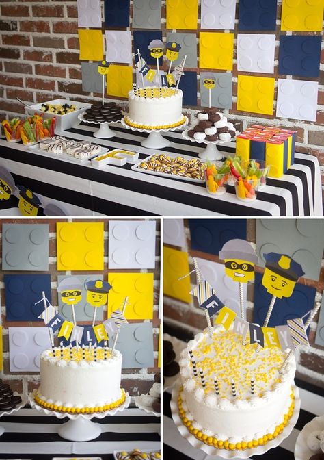 Lego Police Birthday Party, Police Cake, One Direction Cakes, Police Birthday Party, Disney Frozen Cake, Lego Invitations, Easy Minecraft Cake, Police Party, Police Birthday