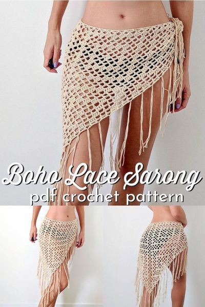 Beautiful crochet pattern for this sexy lace boho sarong! Love this beach cover up crochet pattern. I bet you could also wear it as a shawl! So versatile! #crochetpattern #crochetsarong #crochetbeachcoverup #beachcoverup #crochetforwomen #craftevangelist Crochet Patterns Cover Up, Crochet Hip Scarf Pattern Free, Boho Crochet Shawl Pattern, Crochet Swim Skirt Cover Up, Crochet Cover Up Skirts Pattern, Crochet Beach Sarong, Crochet Pattern Beach Cover Up, Beach Dress Crochet Pattern, Crochet Skirt Cover Up Pattern Free