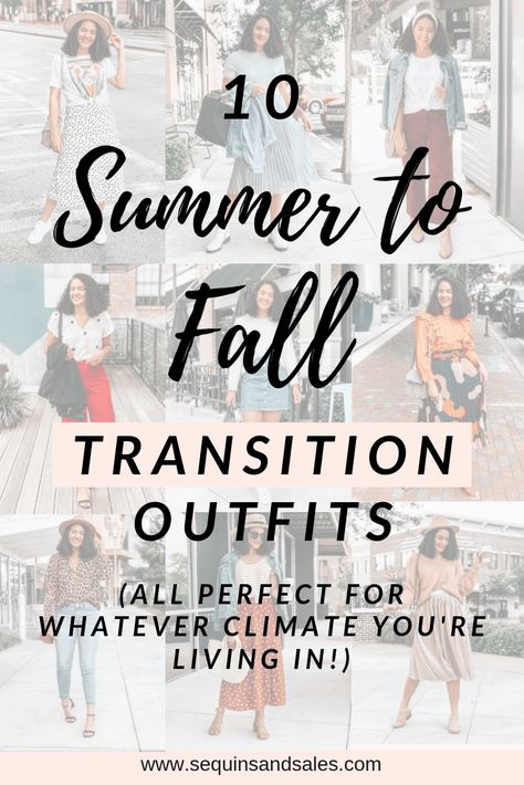 10 Fun Outfits Perfect for the Summer to Fall Transition, autumn clothes, autumn outfits, best fall dresses, casual fall outfits, cute fall outfits 2019, early fall outfits, fall color dresses, fall outfits, fall outfits for women, fall transition outfits, summer outfits for women, summer to fall fashion, summer to fall transition fashion, summer to fall transition outfits, transition piece, transitional wardrobe, trendy clothes fall 2019, trendy style Womens Fall Transition Outfits, Cute Fall Casual Work Outfits, Transitional Clothing Summer To Fall, Women’s Fall Fashion Over 40, Summer To Fall Transition Outfits Over 40, Transitioning Fall Outfits, Late Summer Casual Outfits Women, September Look Outfits, September Dress Outfit