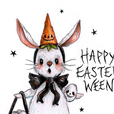 Lydia Leigh on Instagram: "Happy Easterween! 🐰 #easterween #easterbunny #pumpkin #everydayishalloween #carrot #spookycute" Tattoo Shop Decor, Goth Wallpaper, Disney Concept Art, Halloween Trees, Witchy Vibes, Easter Fun, Felting Projects, Halloween Art, Cute Halloween