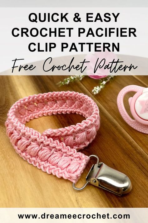 Are you tired of constantly picking up your baby's pacifier? Looking for a unique baby shower gift for your family and friends? Look no further! With this free crochet pacifier clip pattern, you can make a beautiful yet practical accessory that any new parent will appreciate and love! This crochet pacifier holder is quick and easy to make so why don't you give this free crochet dummy holder a try!? #crochet #crochetprojects #crochetpatterns #crochettechnique #crochetforbaby Crochet Pacifier Holder Pattern Free, Crochet Pacifier Clip Pattern, Crochet Pacifier Clip Pattern Free, Pacifier Holder Pattern, Crochet Pacifier Holder, Crochet Pacifier, Crochet Pacifier Clip, Crochet Baby Projects, Baby Pacifier Holder