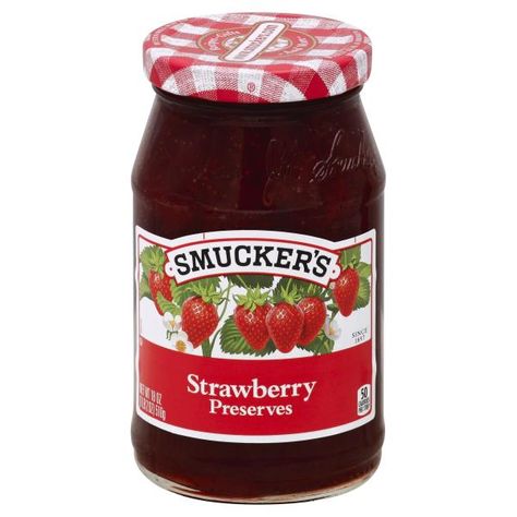 Smuckers Preserves, Strawberry Selai Strawberry, Smuckers Jam, Smuckers Recipes, Broccolini Recipe, Cherry Preserves, Strawberry Preserves, Food Handling, Strawberry Jelly, Market Displays