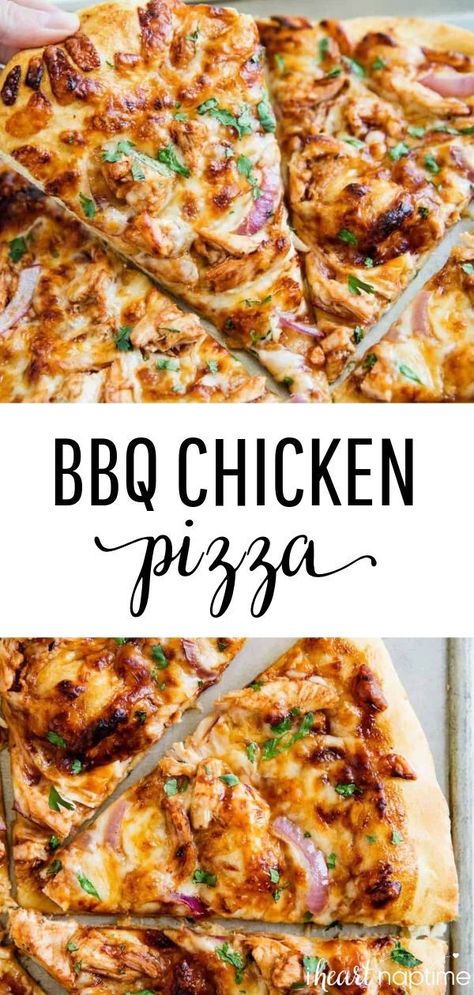 Bbq Chicken Pizza Recipe, Chicken Mozzarella, Barbecue Chicken Pizza, Easy Bbq Chicken, Chicken Pizza Recipes, Bbq Pizza, Bbq Chicken Pizza, Shredded Chicken Recipes, Easy Bbq