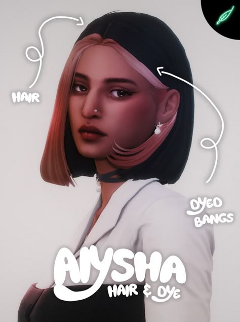 🖤 ~aiysha~ hair & dyed bangs! 🖤 | Patreon Sims Cc Cas, Sims Maxis Match Cc, Sims Hair Cc, Ts4 Cc Hair, Dyed Bangs, Sims Cc Hair, Sims Maxis Match, Los Sims 4 Mods, Ts4 Hair