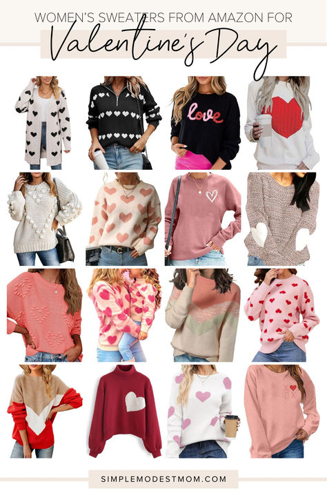 16 Sweaters from Amazon for Valentine's Day Valentine Sweaters For Women, Amazon Sweaters, Modest Mom, Long Cardigan Sweater, Heart Designs, Chic Pattern, Long Sweaters Cardigan, Women's Sweaters, Modern Chic