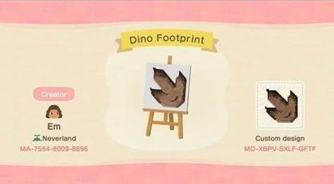 Samantha Thompson on Twitter: "Designer info https://t.co/kGS0qsbfbV" / Twitter Animal Crossing Coffee, Acnh Autumn, Wood Pathway, Dino Footprint, Dinosaur Tracks, Dinosaur Footprint, Acnh Codes, Path Design, Qr Codes Animal Crossing