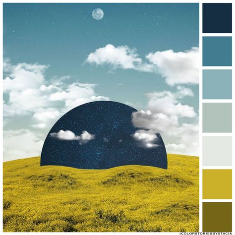 Chartreuse + Sky Blue⁠ 📷: @aaron_the_humble Blue And Chartreuse, Branding Moodboard, Dark Blue Bedrooms, House Improvement, Gold Color Palettes, Sky Blue Color, Green Sky, Color Palate, Color Story