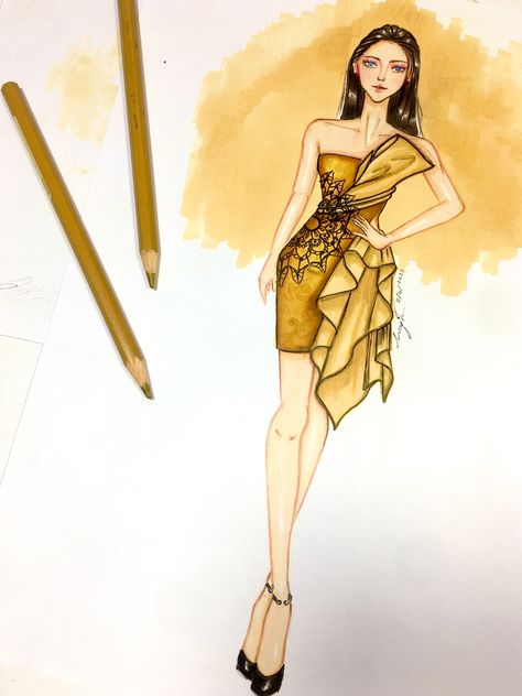 Cocktail Dress Illustration, Garment Illustration, Flower Dress Art, Fashion Illustration Portfolio, Fashion Model Sketch, Cocktail Party Outfit, Cocktail Illustration, Fashion Illustration Tutorial, Fashion Design Books