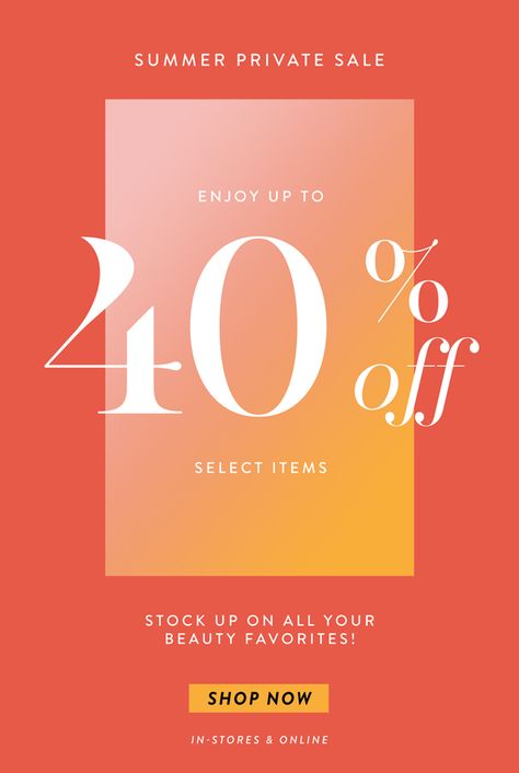 Cos Bar 40% off Sale #emailmarketing #marketing #email #graphicdesign #digital #digitaldesign #animation #gif #time #sale #shop #beauty #gradient One Day Only Sale, Sale Advertisement, Sales Email, 11 11 Sale Design, Email Sale Design, Email Discount Design, Summer Email, Sale Marketing, Sale Off