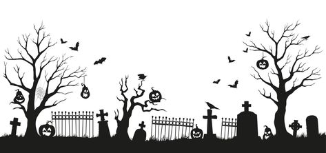 Cemetery Silhouette, Halloween Cemetery, Pumpkin Tree, Preppy Wallpaper, Cemetery, Halloween Crafts, Vector Art, Jeep, Vector Free