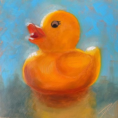 Rubber Ducky Painting, Rubber Duck Painting, Rubber Duck Art, Duck Painting, Hand Art Kids, Ipad Pro Art, Duck Art, Daily Painters, Chalk Pastels