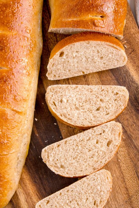 Sourdough French Bread is a perfect and easy bread for beginner sourdough bread bakers. Flavorful, soft crumb with a crispy crust. Makes two loaves. Soft Crust Sourdough Bread, Sourdough French Bread Recipe, Beginner Sourdough Bread, Sourdough French Bread, Beginner Sourdough, Easy French Bread Recipe, Sourdough French Toast, Discard Recipe, Sourdough Starter Discard Recipe