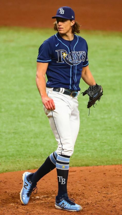 Baseball Magazine Cover, Baseball Reference Pose, Baseball Player Aesthetic, Baseball Poses, Tyler Glasnow, Baseball Drip, Sports Poses, Mlb Baseball Players, Yearbook Photoshoot