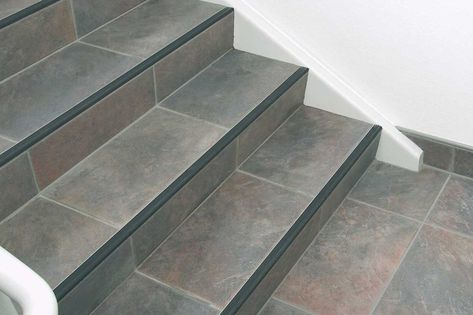 tiled stairs | tiling stairs - San Diego Marble & Tile Staircase Tiles Design, Tile Stair Nosing, Tiles For Stairs, Stairs Tiles Design, Tiling Ideas, Stairs Edge, Tiled Staircase, Tile Steps, Beautiful Stairs