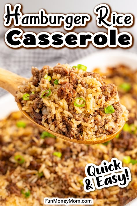 Beef Rice A Roni And Hamburger, Hamburger Recipes With Rice, Recipies With Hamburger, Beef Ground Recipes Easy Dinners, Rice And Beef Casserole Recipes, Chinese Hamburger Rice Casserole, Easy Dinner Recipe Ground Beef, Hamburger And White Rice Recipes, Shredded Beef And Rice Recipes