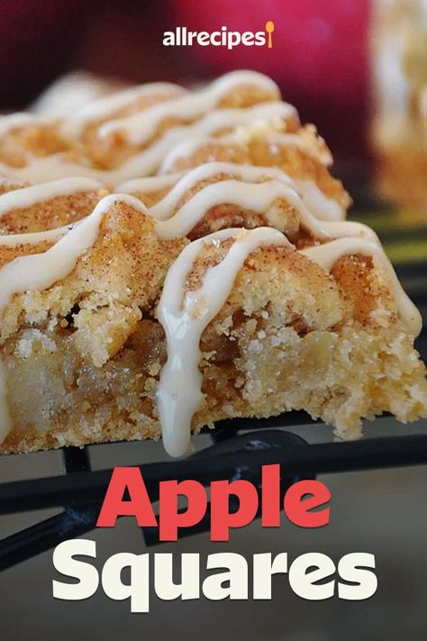 Apple Kuchen Bars, Sheet Pan Apple Bars, Apple Bars Recipes Easy Cake Mixes, Easy Apple Squares Recipe, Fruit Squares And Bars Recipes, Apple Squares Recipe Cake Bars, Recipes With Golden Delicious Apples, Sheet Pan Apple Pie Bars, Apple Deserts Recipes