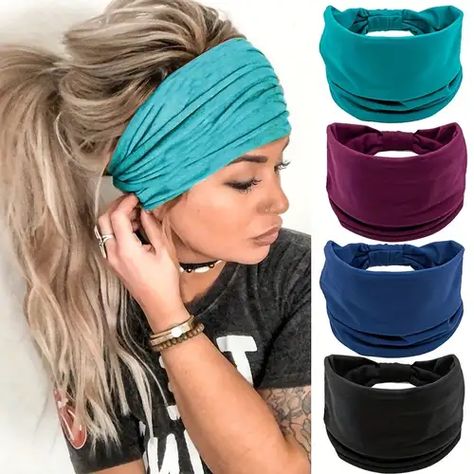 Temu | Explore the Latest Clothing, Beauty, Home, Jewelry & More Mode Turban, Hair Accessories Collection, Hair Band Accessories, Estilo Boho Chic, Sports Headbands, Hair Band For Girl, Boho Headband, Wide Headband, Twist Headband