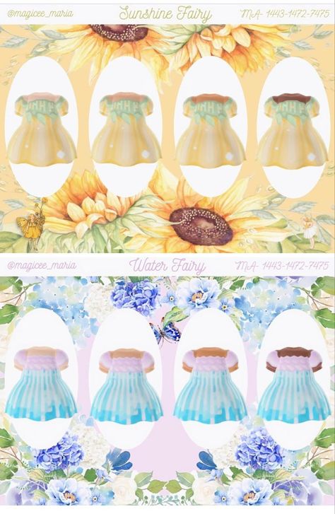 Acnh Fairy Dress, Acnh Cottagecore, Water Fairy, Summer Fairy, Fairycore Dress, Pixie Hollow, Fairy Dresses, Animal Crossing Inspo, Pattern Code