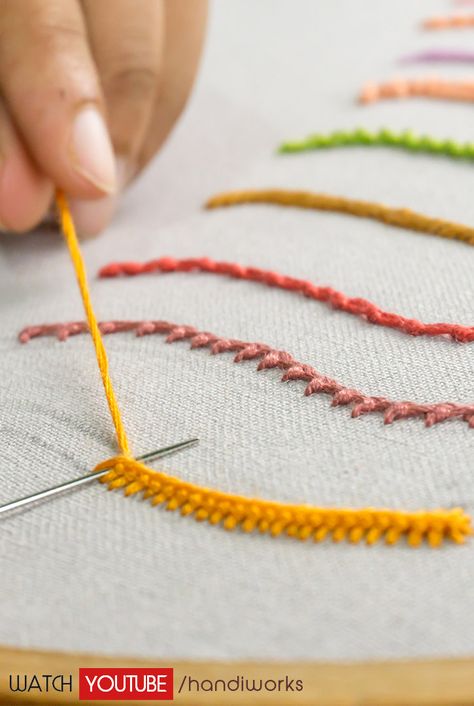 10 Most Strange Hand Embroidery Stitches for Beginners Tips On Embroidery, Embroidered Stitches Tutorial, Embroidery Stiches Names, Fun Embroidery Stitches, Finishing Stitch Sewing, Embroidery Seam Stitches, Embroidery Patterns Jacket, Silk Stitch Embroidery, Words Embroidery Ideas